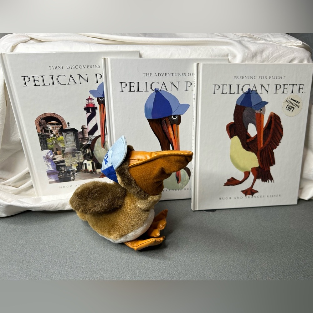 Pelican‎ Pete plush plus Hardcover Childrens Books Autographed 3 books 1 Plush